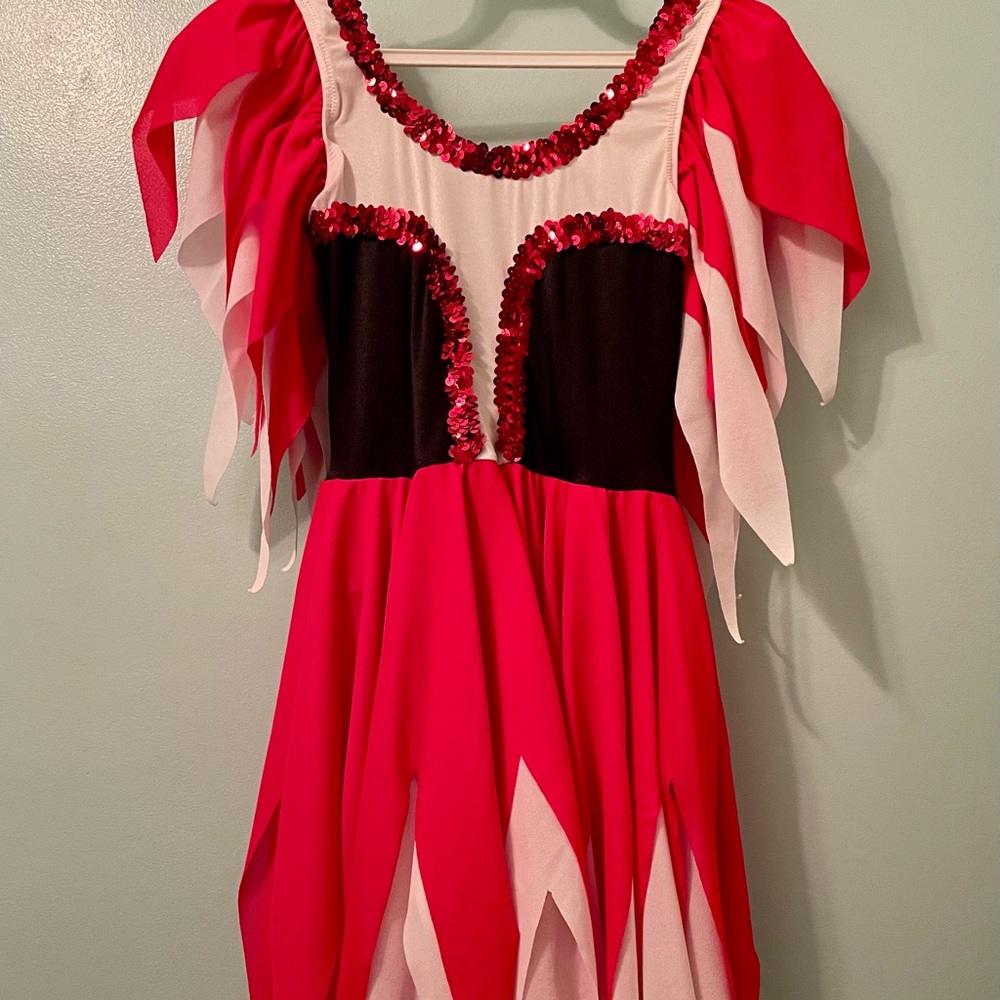 Red, black, and white pirate dance costume